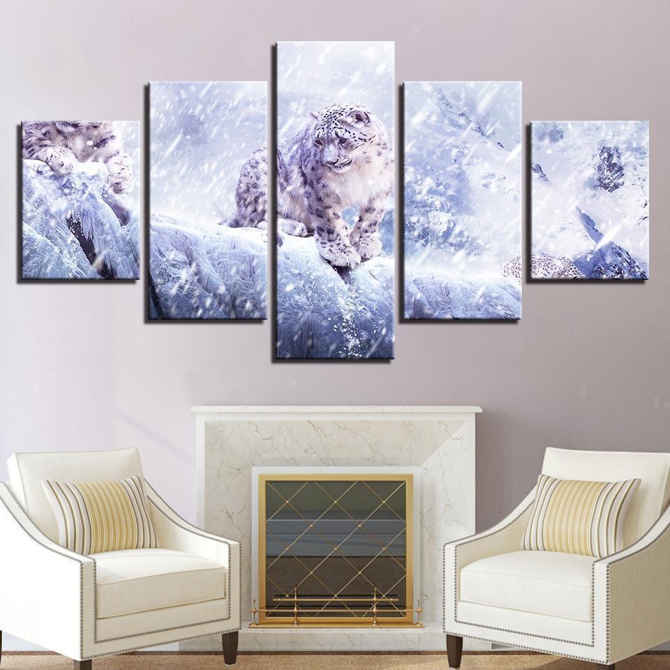 Now Leopard Animal Panthera Uncia Animal Canvas Wall Art