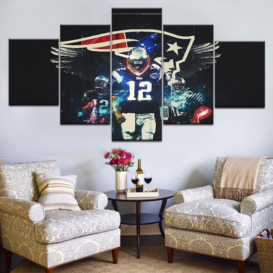 Number 12 New England Patriots  Football Canvas Wall Art