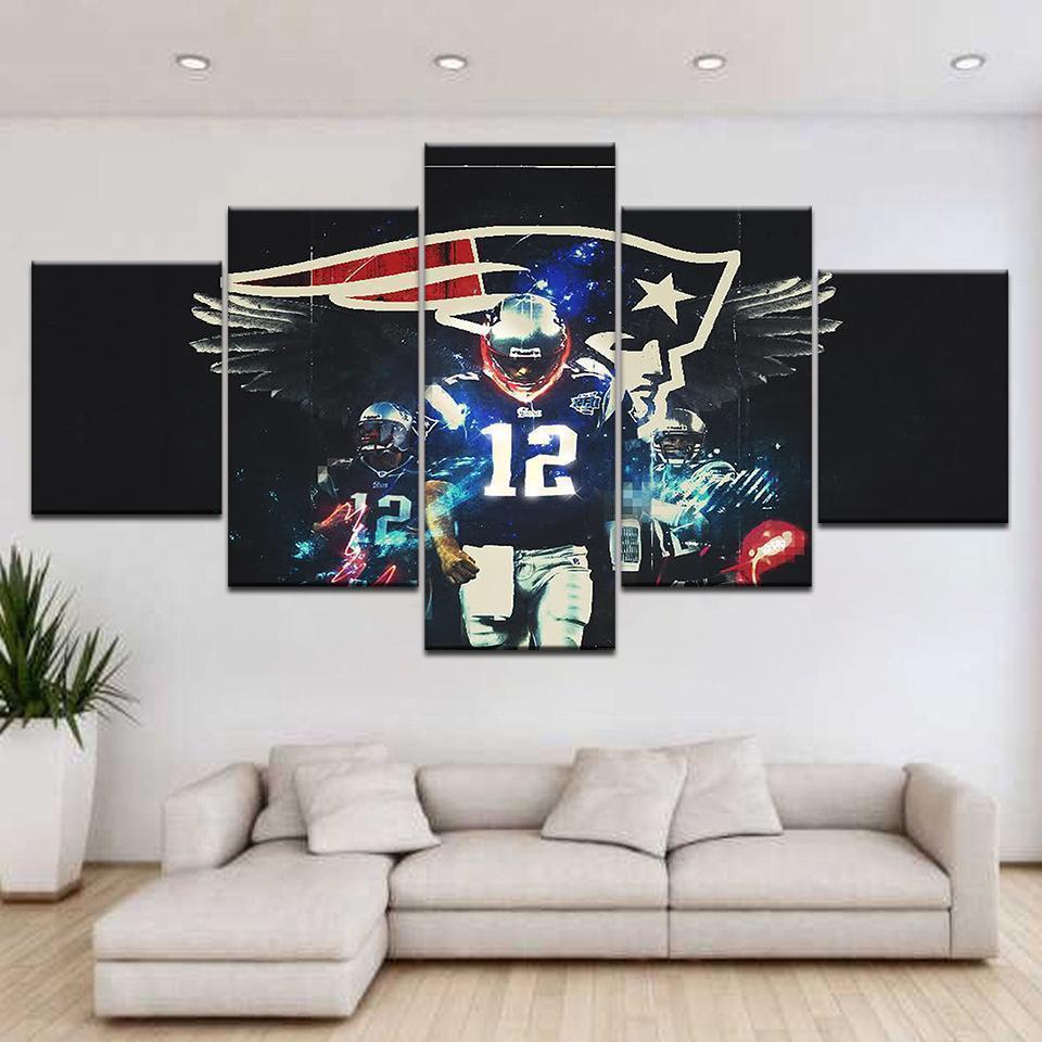 Number 12 New England Patriots  Football Canvas Wall Art