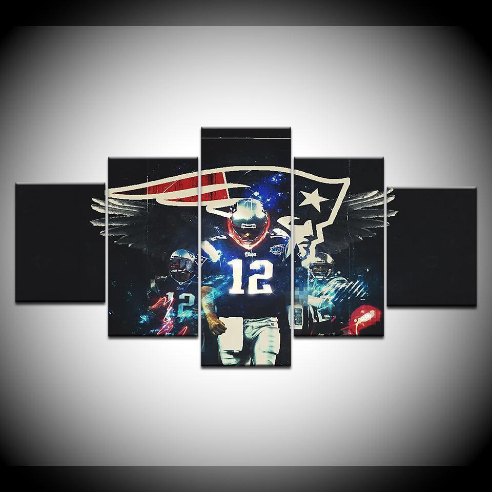 Number 12 New England Patriots  Football Canvas Wall Art