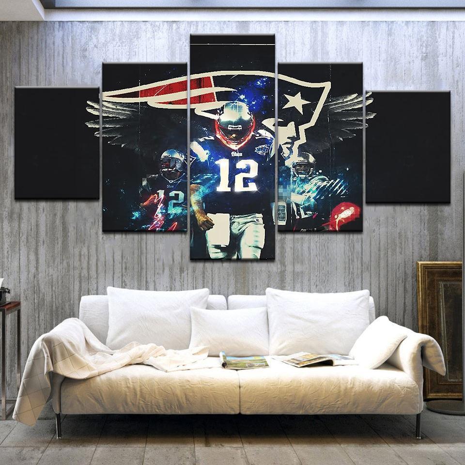 Number 12 New England Patriots  Football Canvas Wall Art