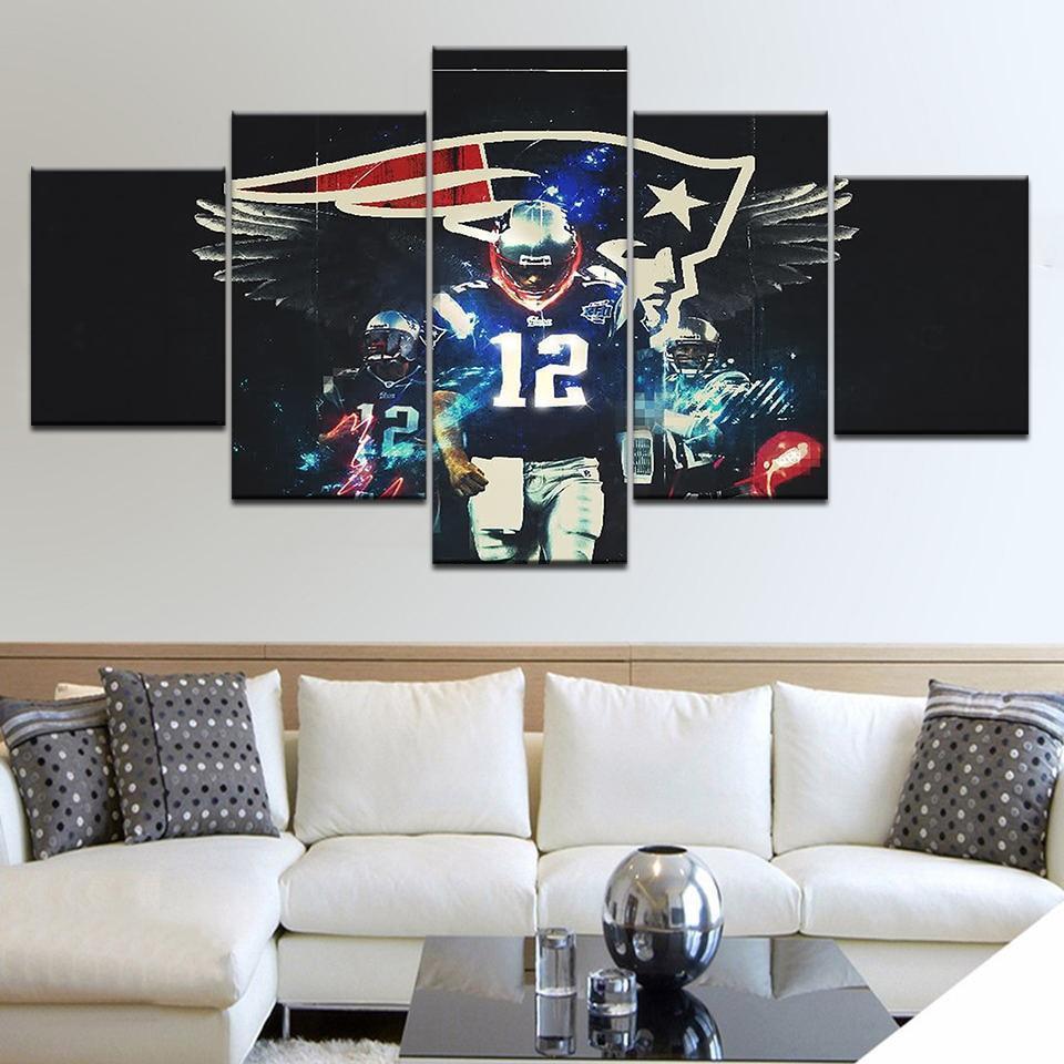 Number 12 New England Patriots  Football Canvas Wall Art