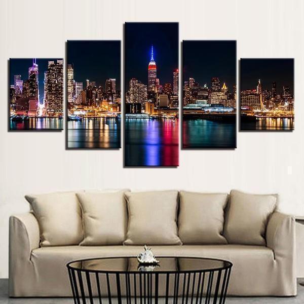Nyc Nightscape Nature Canvas Wall Art
