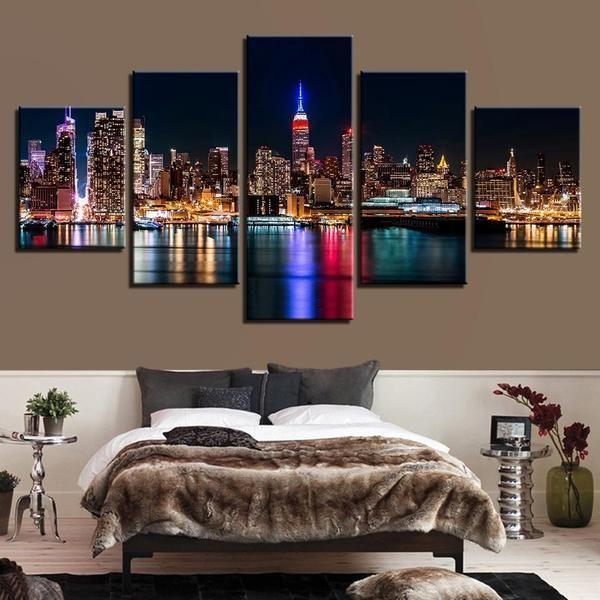 Nyc Nightscape Nature Canvas Wall Art