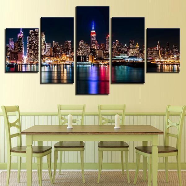 Nyc Nightscape Nature Canvas Wall Art