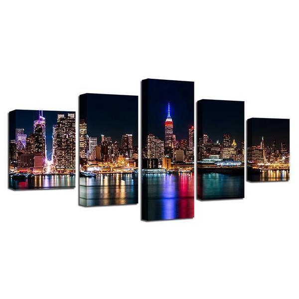 Nyc Nightscape Nature Canvas Wall Art