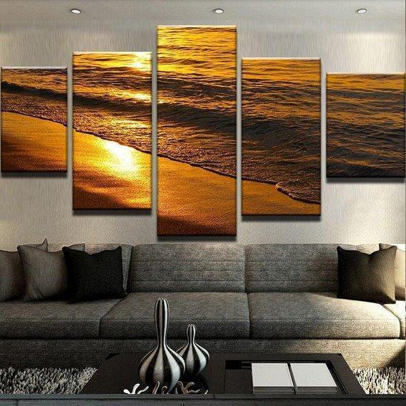 Ocean And Water Sunset Nature Canvas Wall Art
