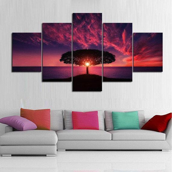 Ocean Sea Sunset Nature Canvas Wall Art
