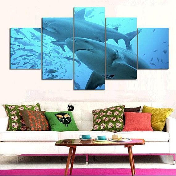 Ocean Shark Animal Canvas Wall Art