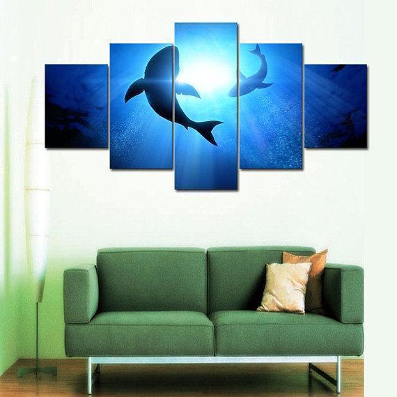 Ocean Sharks Animal Canvas Wall Art