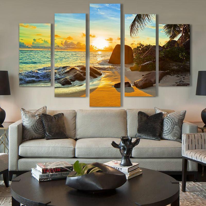 Ocean Sunset Beach Seascape Nature Canvas Wall Art