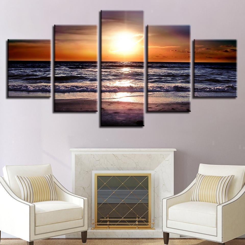 Ocean Sunset Nature Canvas Wall Art