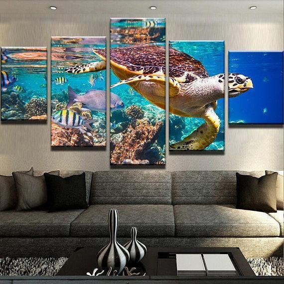 Ocean Turtle Animal Canvas Wall Art