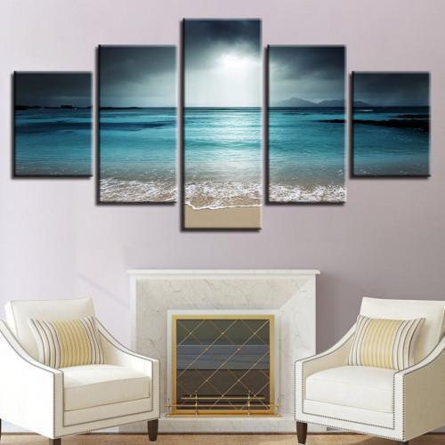 Ocean Wave In Sunset Nature Canvas Wall Art
