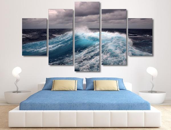 Ocean Waves With Storm Clouds Room Décor Nature Canvas Wall Art
