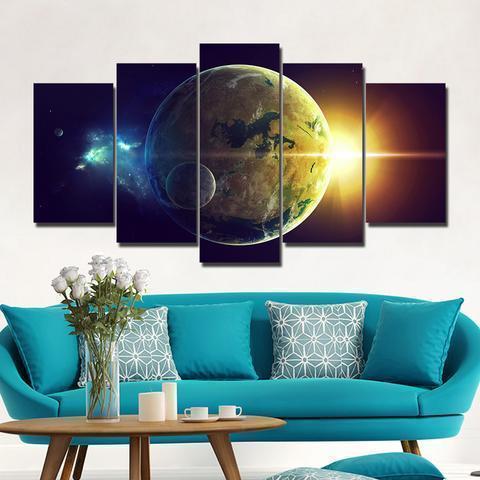 Oceans Of The Planet And Two Star Space Canvas Wall Art
