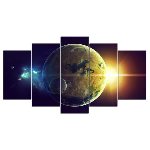 Oceans Of The Planet And Two Star Space Canvas Wall Art