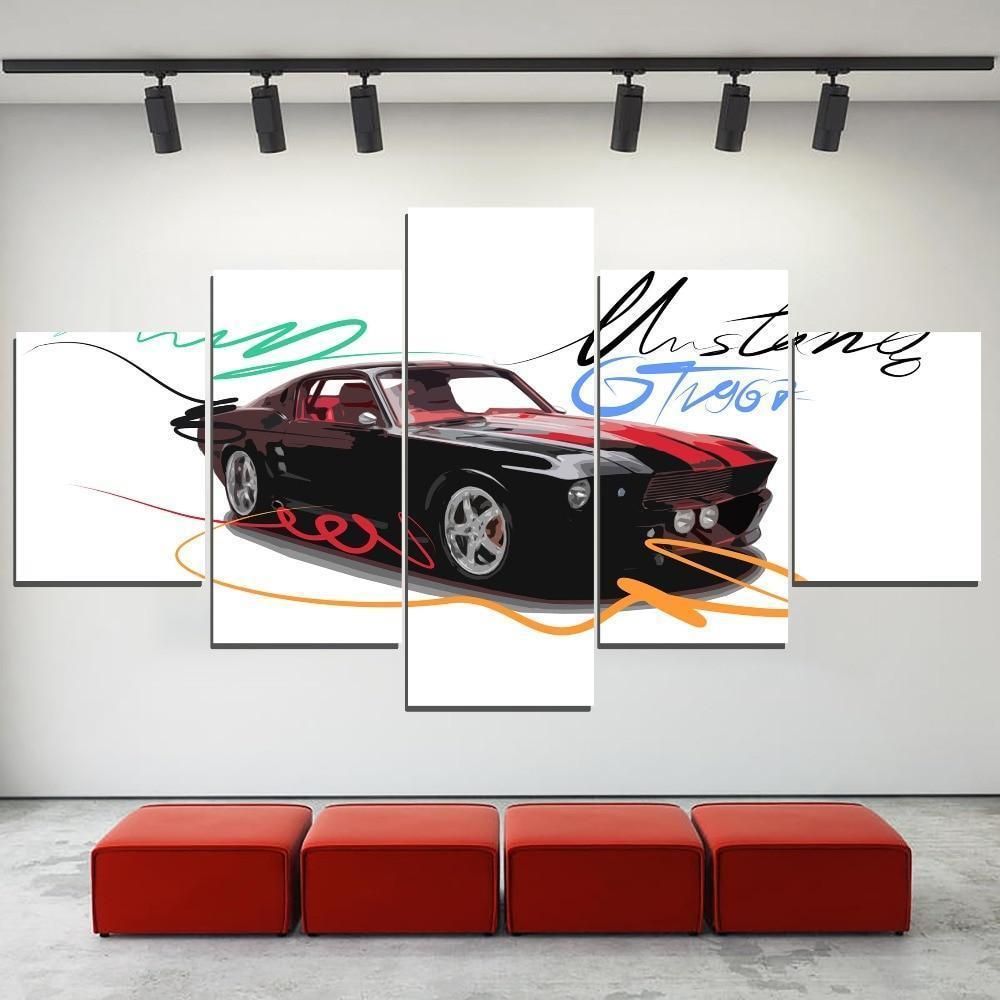 Oil Painting Ford Mustang GTR Car &amp;amp; Motor Canvas Wall Art
