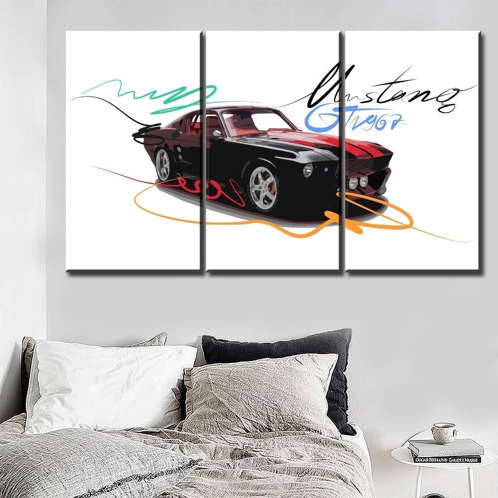 Oil Painting Ford Mustang GTR Car &amp;amp; Motor Canvas Wall Art