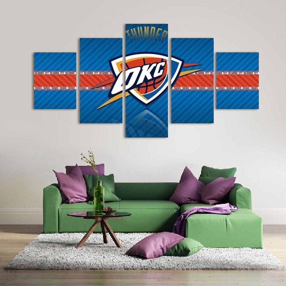 Oklahoma City Logo 1 Basketball Canvas Wall Art