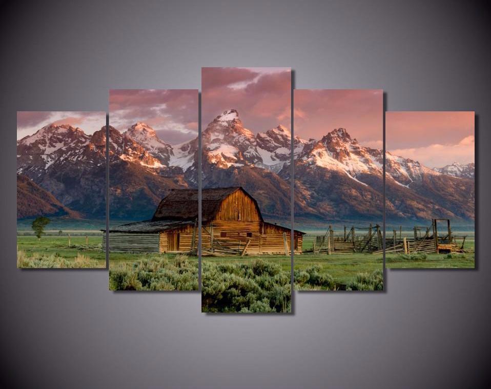 Old Barn Grand Teton Nature Canvas Wall Art