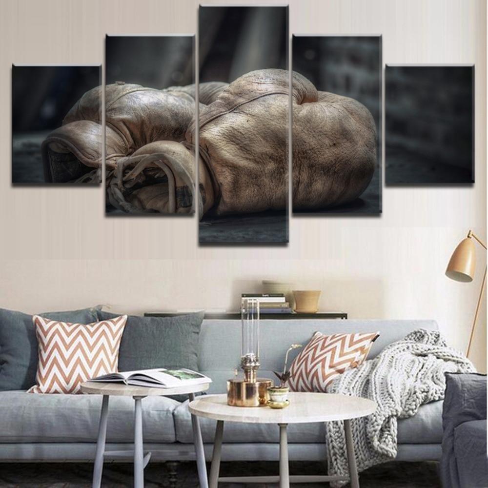 Old Boxing Gloves Sport Canvas Wall Art