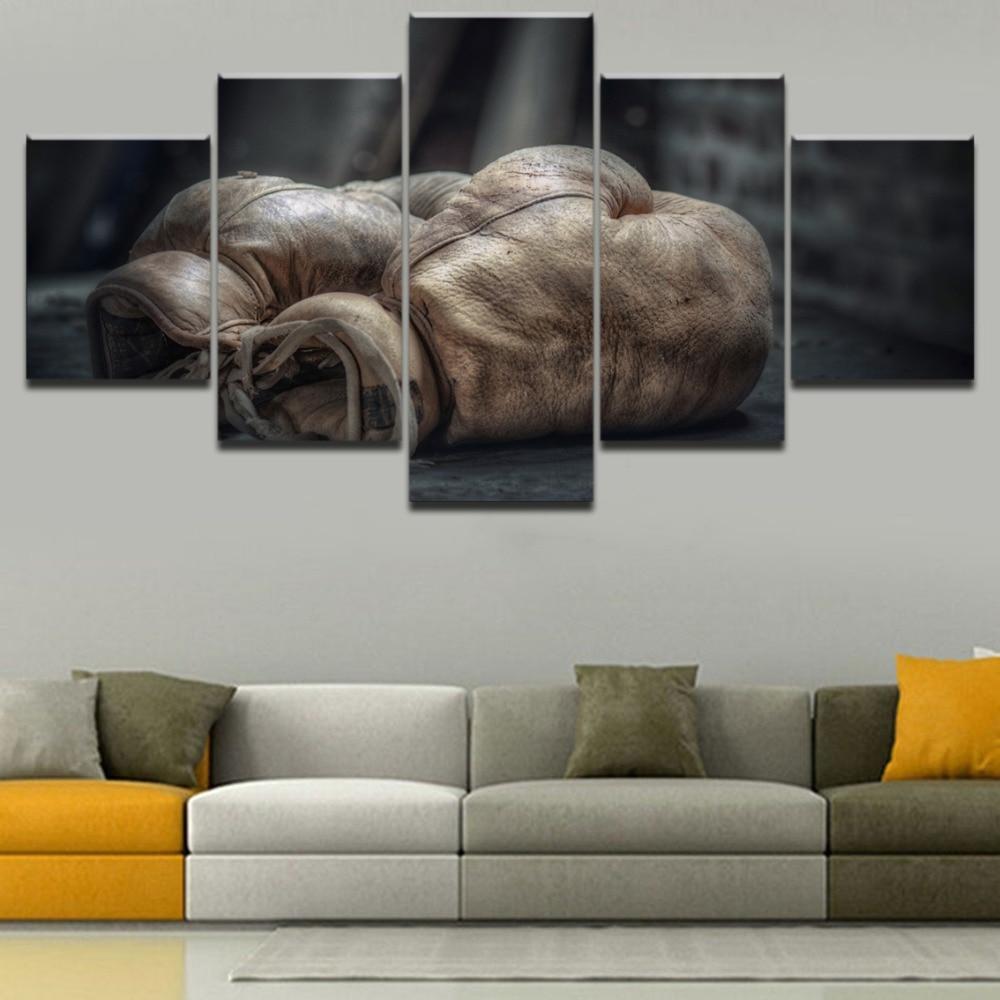 Old Boxing Gloves Sport Canvas Wall Art