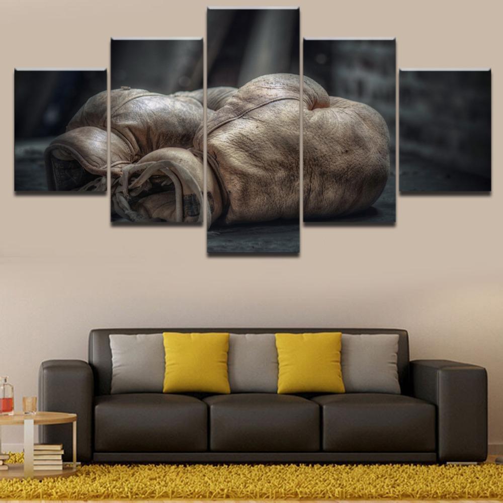 Old Boxing Gloves Sport Canvas Wall Art