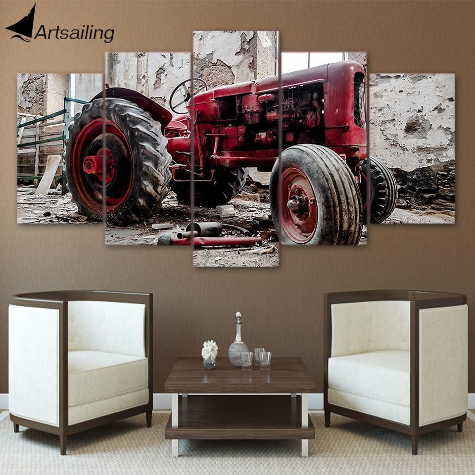 Old Broken Tractor Car &amp;amp; Motor Canvas Wall Art