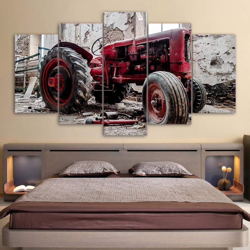 Old Broken Tractor Car &amp;amp; Motor Canvas Wall Art