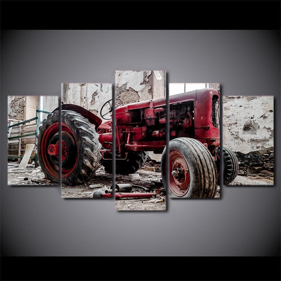 Old Broken Tractor Car &amp;amp; Motor Canvas Wall Art