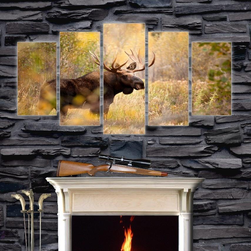 Old Elk In Forest Fashion Deer Animal Canvas Wall Art