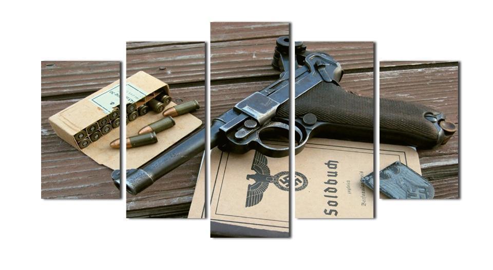 Old Gun And Book Army Canvas Wall Art