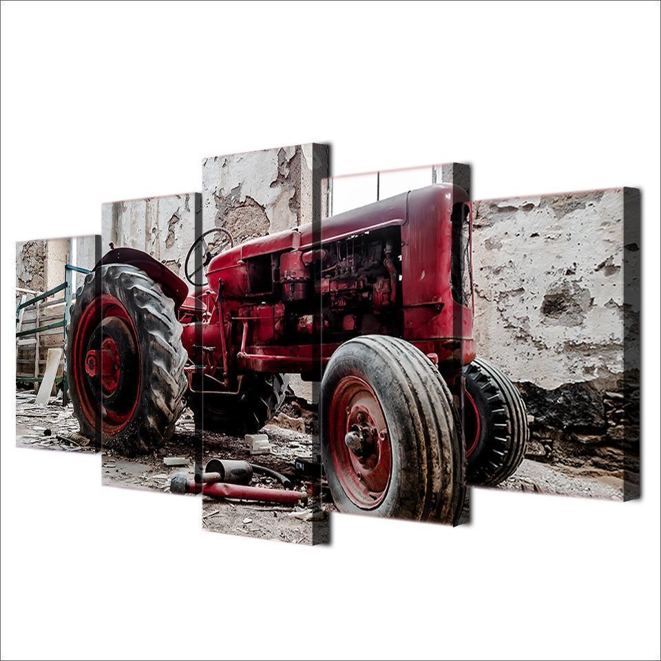 Old Red Tractor Classic Collectors Edition Car &amp;amp; Motor Canvas Wall Art