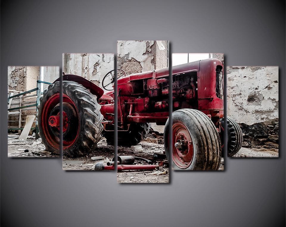 Old Red Tractor Classic Collectors Edition Car &amp;amp; Motor Canvas Wall Art