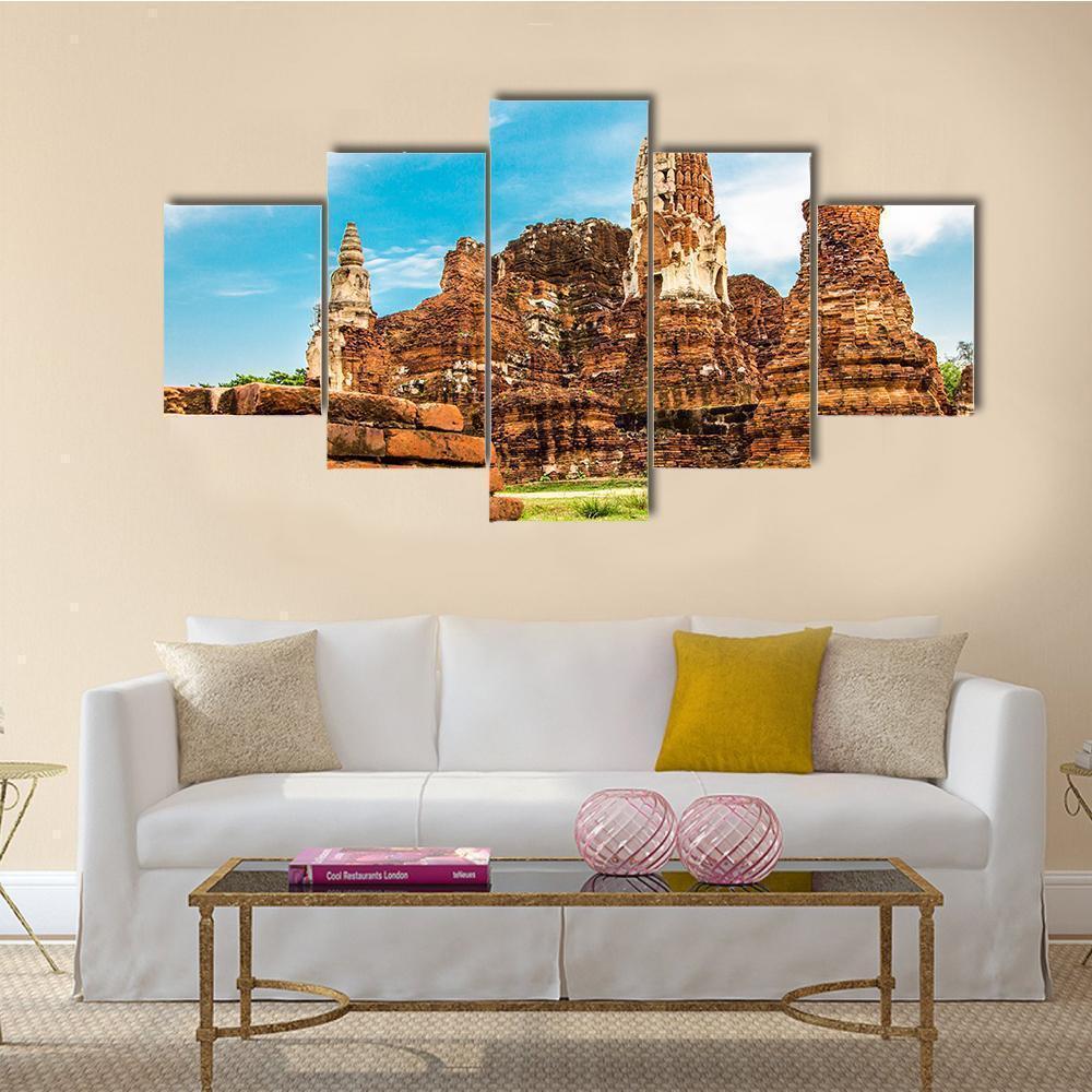 Old Temple Wat Of Ayutthaya Nature Canvas Wall Art