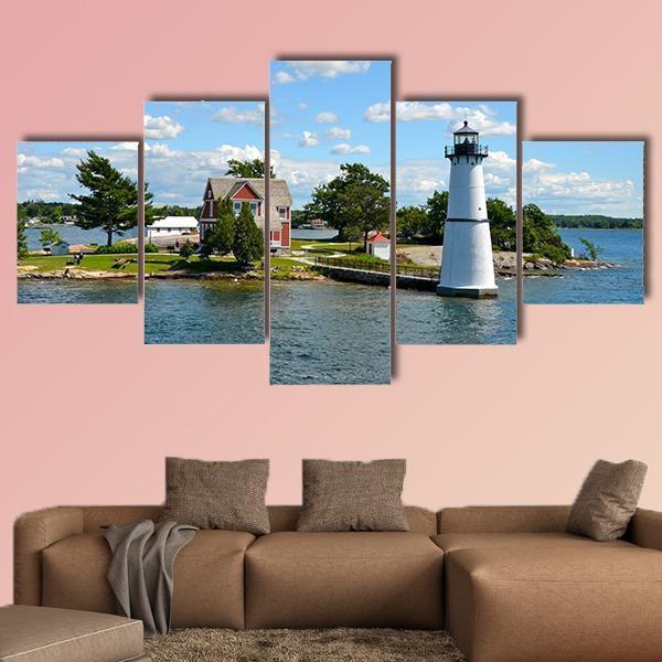 One Island In Thousand Islands Region In Fall Of New York State Nature Canvas Wall Art