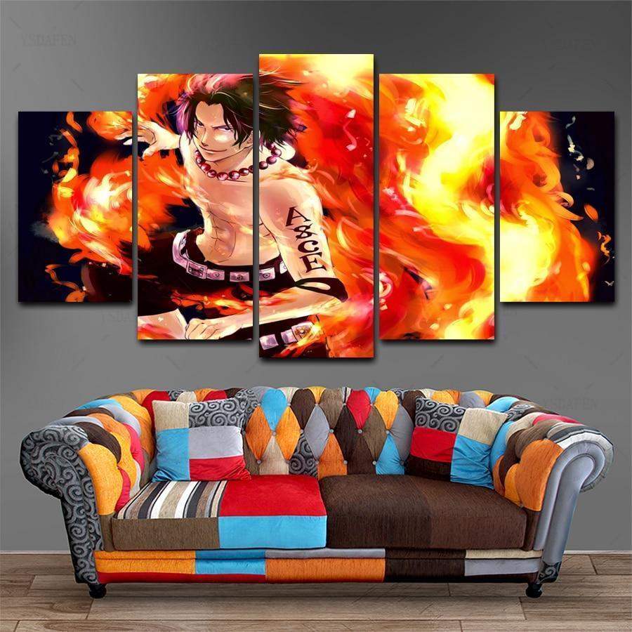 One Piece: Ace In Fire 2 Anime Canvas Wall Art