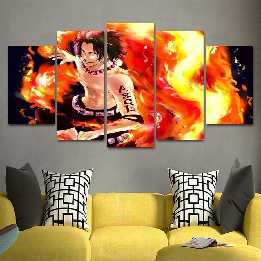 One Piece: Ace In Fire 2 Anime Canvas Wall Art