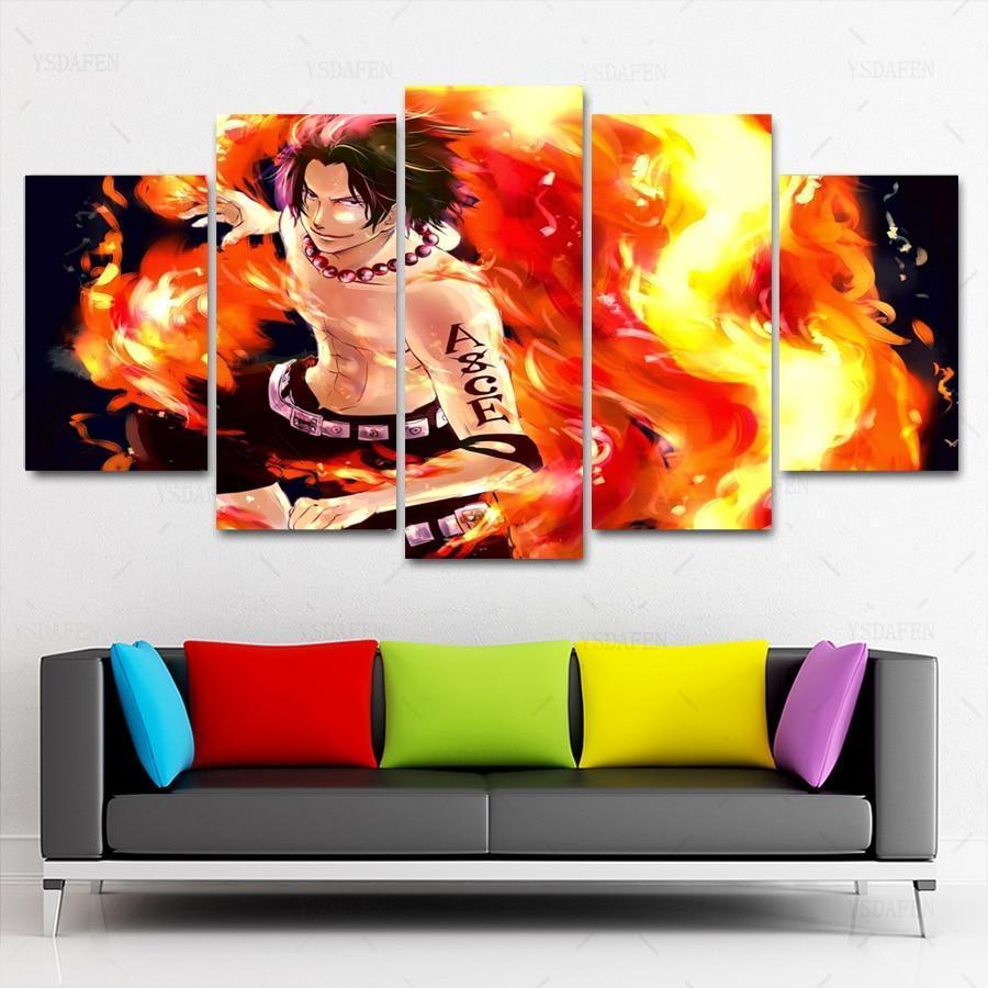 One Piece: Ace In Fire 2 Anime Canvas Wall Art