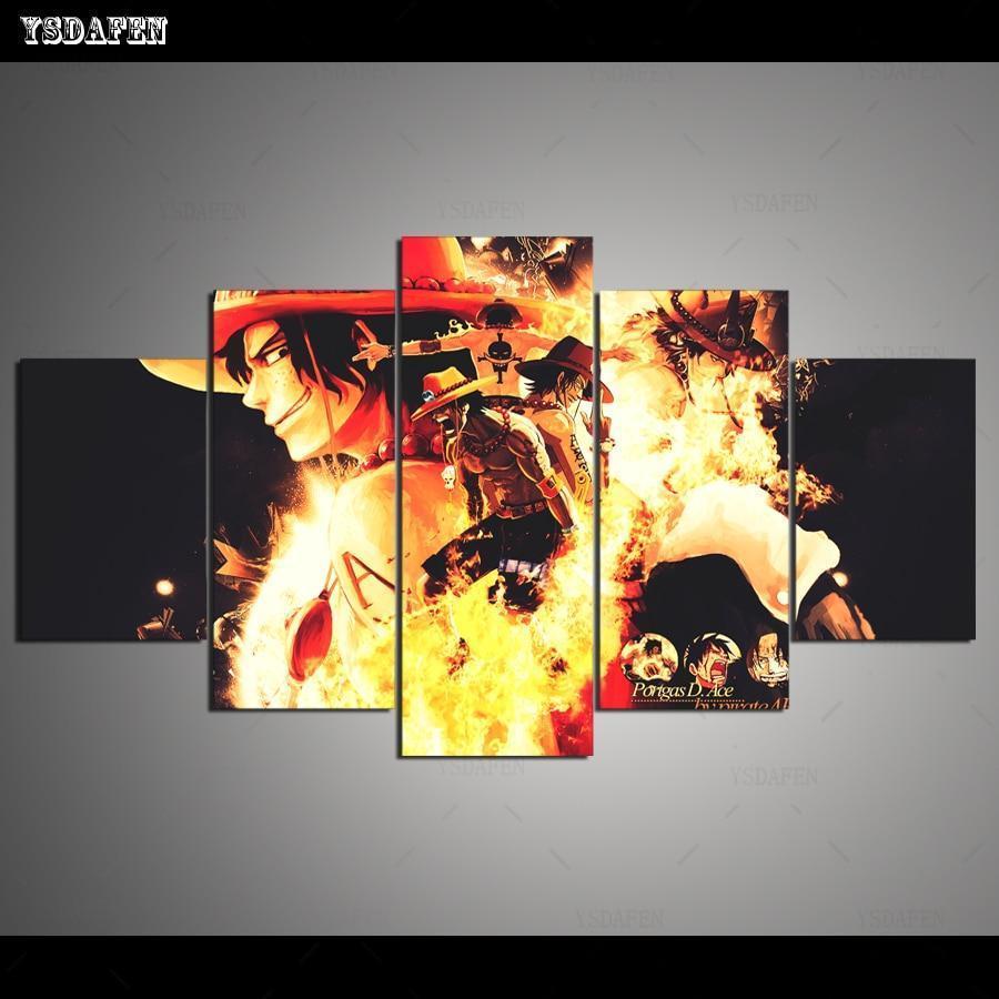 One Piece: Ace In Fire Anime Canvas Wall Art