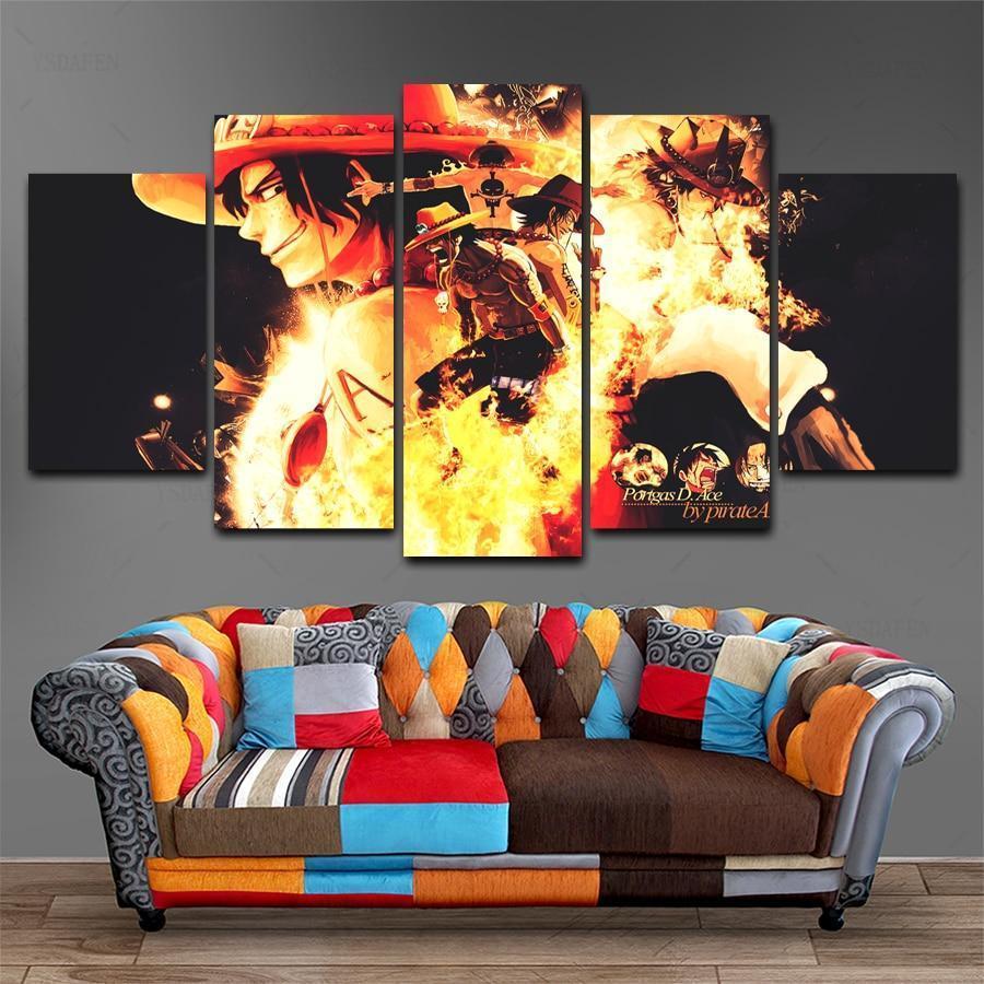 One Piece: Ace In Fire Anime Canvas Wall Art