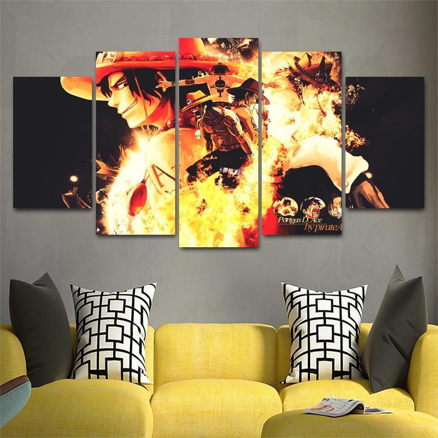 One Piece: Ace In Fire Anime Canvas Wall Art