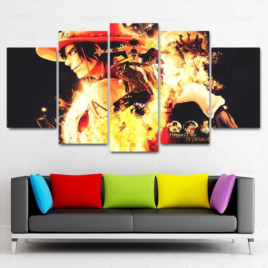 One Piece: Ace In Fire Anime Canvas Wall Art
