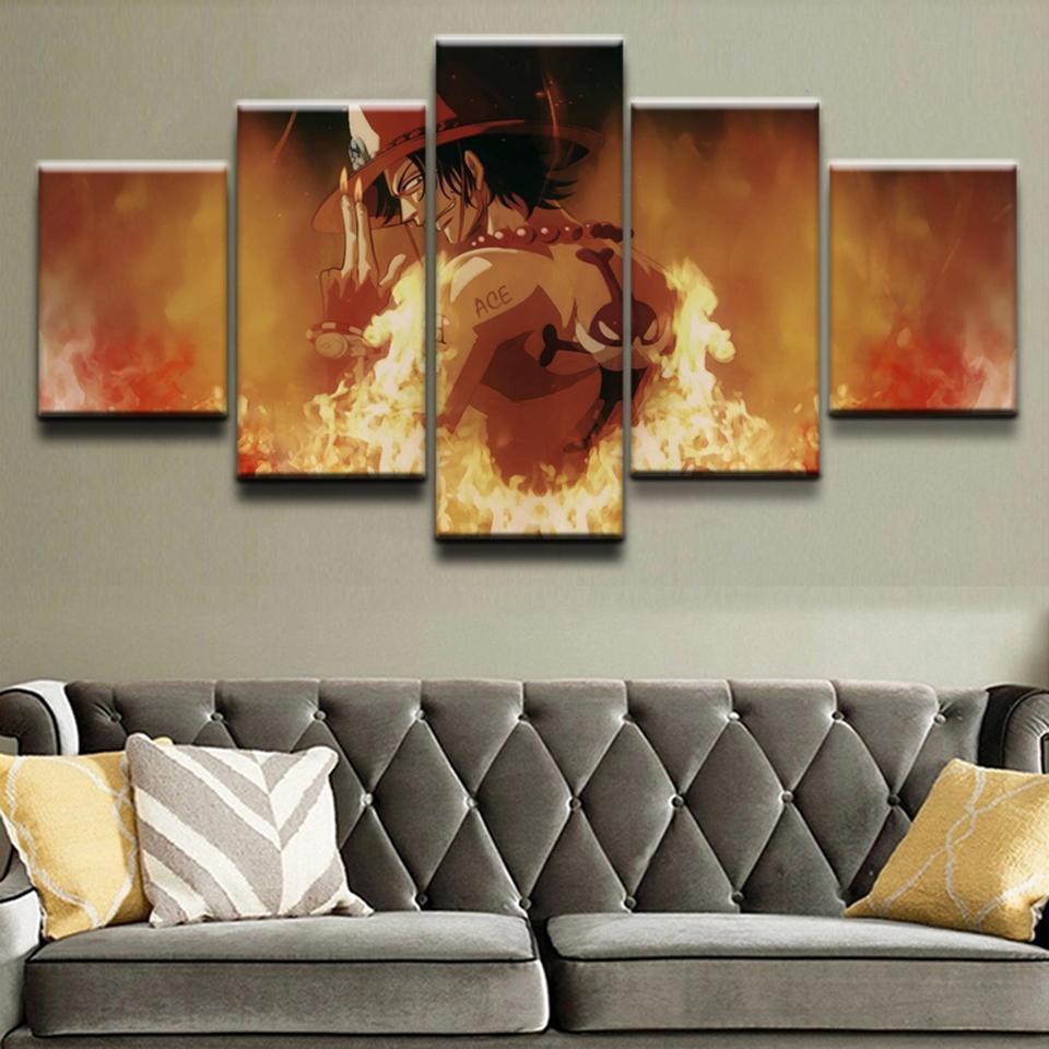 One Piece: Ace In The Fire Anime Canvas Wall Art
