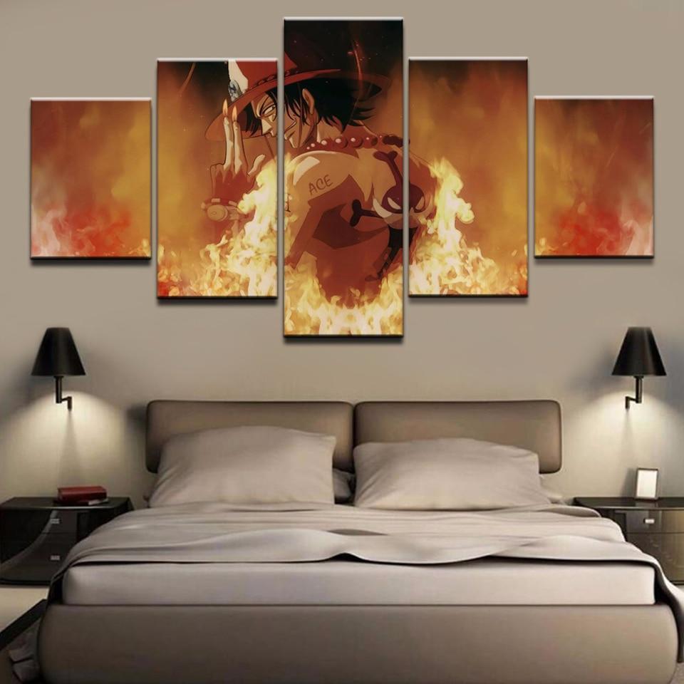 One Piece: Ace In The Fire Anime Canvas Wall Art
