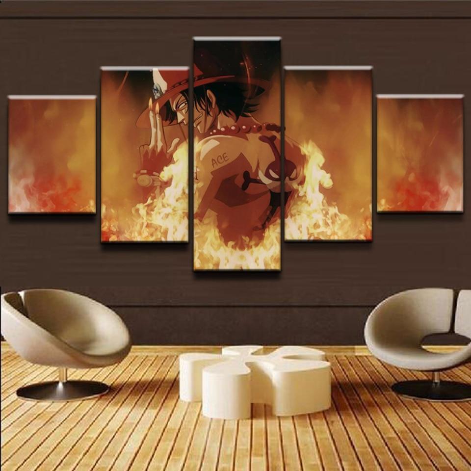 One Piece: Ace In The Fire Anime Canvas Wall Art