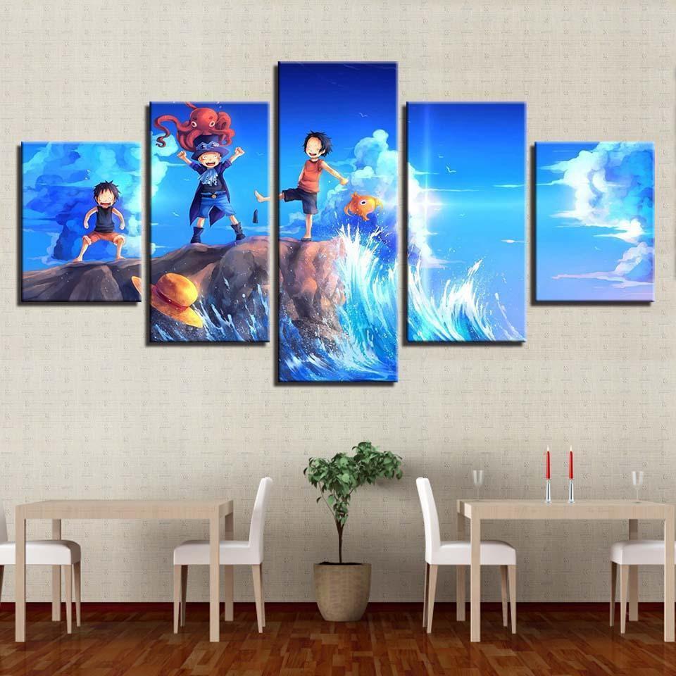 One Piece: Cartoon Luffy Sabo Anime Canvas Wall Art