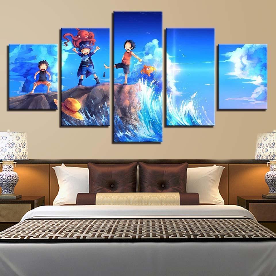 One Piece: Cartoon Luffy Sabo Anime Canvas Wall Art