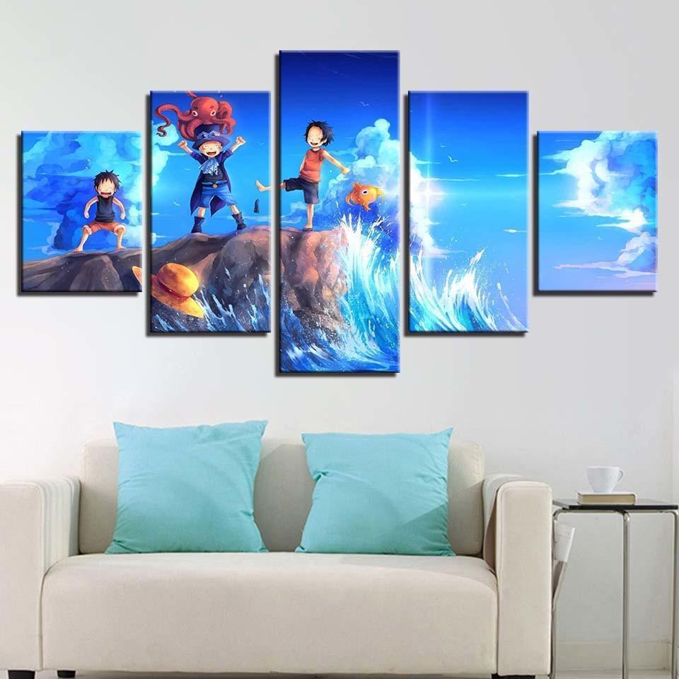 One Piece: Cartoon Luffy Sabo Anime Canvas Wall Art